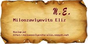 Miloszavlyevits Eliz névjegykártya